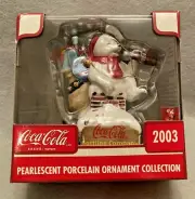 COCA-COLA 2003 PEARLESCENT ORNAMENT COLLECTION SANTA POLAR BEAR W/COKE NIB