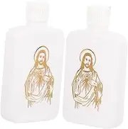 2pcs Holy Water Bottle 100ml Holy Water Jar Wedding Decorations for Ceremony Holy Church Bottle Religious Water Container Small Bottles Plastic Small Water Bottle Pure Copper White