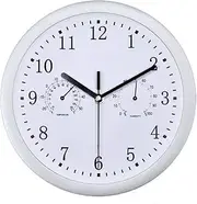 Outdoor Garden Wall Clock, Waterproof Outdoor Clocks, Patio Clock, Outdoor Clock, 10 Inch Silent Round Clock with Hygrometer, Decorative Clock Easy Read Battery Operated for Deck Pool