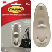 (4)-3M Command Medium Brushed Nickel Metal Adhesive Hook FC12-BN-ES