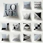 Blue Black Marble Pillowcase Waist Throw Cushion Cover Stripe Patchwork Geometri