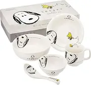 Peanuts 606741 Snoopy Children's Tableware Set, Ceramic, Dishwasher Safe, Microwave Safe, Children's Tableware, Gift, 5-Piece Set, Made in Japan