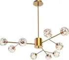 Sputnik Chandeliers Modern Crystal Pendant Lamp 9 Lights Gold Ceiling Fixtures