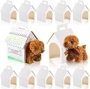 ShinyRelief 24 Pcs Dog Party Favors Boxes White Dog House Shaped Treat Gift Boxes with Holes Foldable with Handle for Puppy Pet Adoption Kid DIY Crafting Pet Birthday Wedding Shower