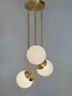 Mid Century Modern Brass Cascading Chandelier Pendant Ceiling Light Fixture
