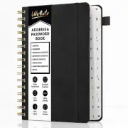 Spiral Address Book with Alphabetical Tabs, Leather Password Book 5.8″×8.2″