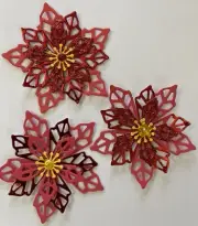 POINSETTIA “PRE-MADE”Die-Cut Embellishments(3pc)2.5" in dia. •Christmas•Flowers•
