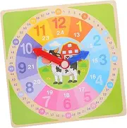 ERINGOGO Bright Wooden Cognition Clock for Boys and Girls Math Learning Toy Safe Wooden Clock Plaything
