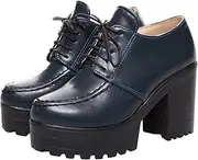 [Betastella] Women's Chunky Heel Platform Ankle Booties Lace Up Vintage Oxfords Shoes