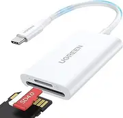 UGREEN USB C Micro SD Memory Card Reader 2 in 1 170MB/s for SD/TF/Micro SDXC/SDHC/MMC/RS-MMC UHS-I Compatible with iPhone 16/15 MacBook iPad Galaxy S24 White