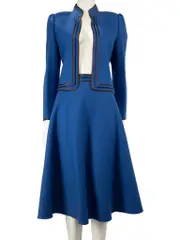 Blue Wool Skirt Suit Set