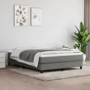 Box Spring Bed Frame Dark Grey 153x203 cm Queen Size Fabric