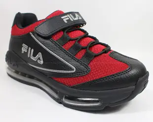 (E8)FILA KIDS 大童鞋 全氣墊 籃球鞋 運動鞋 魔鬼氈 足弓支撐3-B802X-024黑紅 [SUN]
