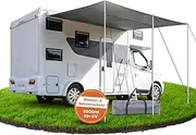 Ezcasch Awning for Motorhome, 300 x 240 cm, Caravan Awning with Piping and Aluminium Rod, 5000 ml Water Protection and 50+ UV Sun Protection