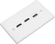 Bewinner HDMI USB 3.0 Wall Plate 2 Port HDMI Female and 1 Port USB Female Video Component Socket Socket Cover Wall Plate