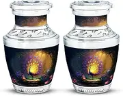 Peacock Urn, Keepsake Burial Urns for Human Ashes, Memorial Gift for Male, Funeral Ash Container, Pink, 3 Inch (Set of 2)