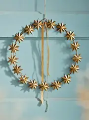 ANTHROPOLOGIE CELESTIAL STARRY CIRCLET IRON WREATH CHRISTMAS GOLD GILDED STAR