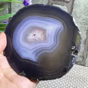 Natural Polished Brazilian Agate Geode Slab / Slice stripe Waterlines 118g b8