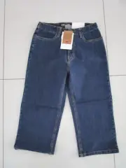 Corfu Ladies 6/8 Length Vintage Wash Stretch Denim Jeans Size 8