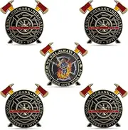5 Pcs Firefighter Challenge Coin Thin Red Line Fire Department Coin
