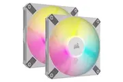 CORSAIR AF SLIM Series, AF120 RGB SLIM WHITE, 120mmx15mm Fluid Dynamic Bearing RGB PWM Fan, Dual Pack with Lighting Node CORE