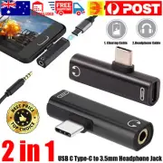 2in1 USB C Type-C to 3.5mm Headphone Jack AUX & Sync Data & Charge Cable Adapter