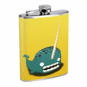 Narwhals D6 Flask 8oz Stainless Steel Hip Drinking Whiskey