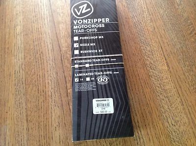 New Von Zipper Motocross Sizzle MX Laminated Tear-Offs 14 pk. Clear