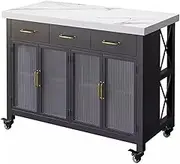 Kitchen Island Freestanding Kitchen Open Sideboard Storage Tea and Water Cabinet Movable Island Counter Household Bar Table Mobile Kitchen Storage Islands