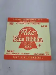 VINTAGE BRAND NEW Pabst Blue Ribbon DARK - Keg / Barrel Label qty 12 - FREE SHIP