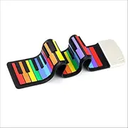 Electronic Organ, Rainbow Hand-Rolled Piano, 49-Key Multi-Function Rolling Piano, with Speaker and Microphone, Portable Foldable Color Soft Keyboard