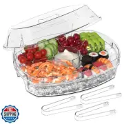Tangyinus Ice Chilled Party Platter - 15'' Divided Serving Tray with Lid and
