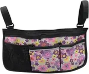 OIIBWQ Side Bag, Carry Bag, Multi-pocket Hanging Pouch, Armrest Pouch for Travel, violet flower