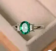 2,50 Ct Oval Natural Emerald Diamond Ring14K solid white gold