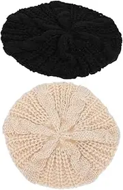 [SAFIGLE] Elegant French Beret Hat for Women Knitted Warm Hat Fashionable Outdoor Beret Knitted Beret Cap