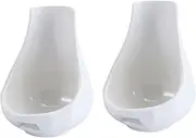 PEPLAYTAL 2pcs Ceramic Spoon Rests Elegant Kitchen Utensil Holders for Clean and Organized Cooking Stylish White Design for Spoon Storage and Display