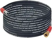 Pressure Power Washer Hose 4000 PSI Black 1/4" x 50 FT Wire Braided Rubber Wrapped with Quick Connect Ends