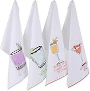 DII Decorative Printed Kitchen Towels Absorbent & Fast-Drying Tea Towel Set, 18x28, Sassy Cocktails, 4 Piece