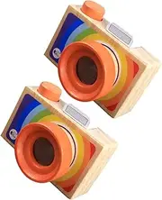 Vaguelly Educational Boys and Girls Toy Set 2pcs Wooden Kaleidoscope Camera Imitation Camera Toys for Boys Girls