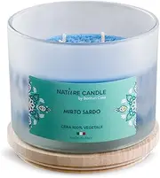 Natural Candle Mediterranean Line Scented Candle in Wax 100% Sardinian Myrtle Fragrance gr 380, Multicolor, 380g
