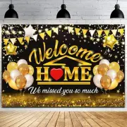 Welcome Back Backdrop Banner Home Decorations Black Gold Homecoming