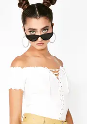 Pure Crossed Lines Lace-Up Top