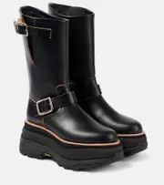 [Sacai] Sacai Leather platform biker boots AU 7 black