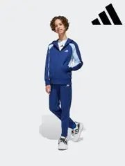 adidas Blue Essentials Colorblock Fleece Tracksuit Kids (E67879) | $104