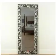 Antique Mother of Pearl Inlay Mirror Frame | Black Floral Large Mirror Frame