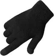 [WESIEVYA] Warm Men's Gloves Touch Screen Knitted Thicken Windproof Non Comfortable Black G1971