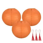 3 Pcs Orange Round Paper Lanterns 8 Inch Paper Lantern Party Decorations