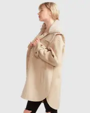 [Belle & Bloom] Heavy Hearted Wool Blend Detachable Hooded Coat - Pale Oat