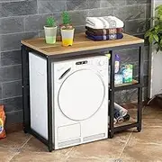 Wooden Laundry Storage Rack Freestanding for Bathroom Balcony and Laundry Room Space Saving Over Washing Machine Storage Unit