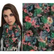 NEW Disney Lilo & Stitch Hibiscus Flowers Floral Infinity Thin Scarf